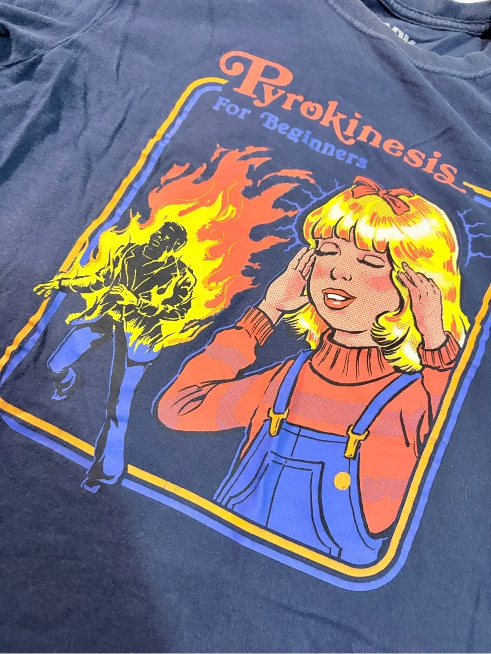 Black Matter Navy Graphic Tee with Retro Pyrokinesis Print - Picture 2 of 4